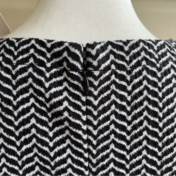 •LOFT• NWT Black/White Chevron Shift Dress - Size Medium Petite - Picture 6 of 9